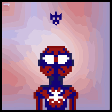 cartoon character in pixel vector art using a color filled backgroundのイラスト素材