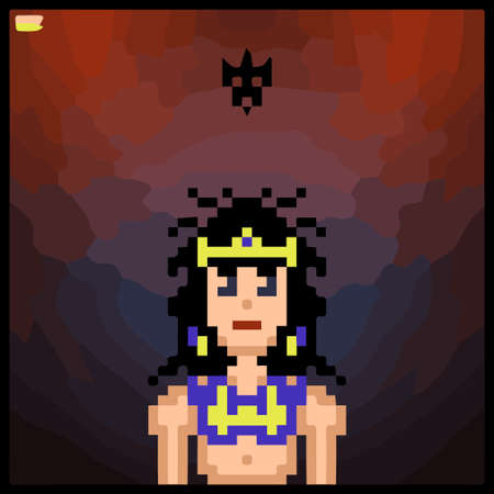 cartoon character in pixel vector art using a color filled backgroundのイラスト素材