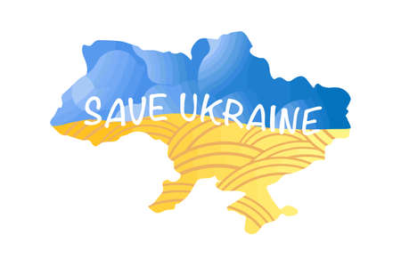 save ukraine vector map ukraine flag colorsのイラスト素材