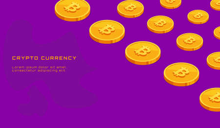 inscription Cryptocurrency and bitcoin coins in isometric styleのイラスト素材