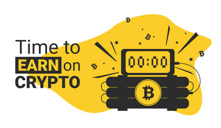 inscription time to earn on crypto and dynamite time bomb with bitcoin coinのイラスト素材