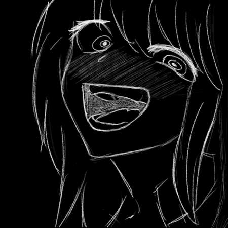 Anime girl posing at the camera, drawn with a white pencil, dark backgroundのイラスト素材