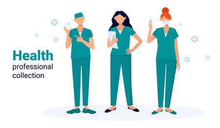 cartoon health professional collection and iluustration medicalのイラスト素材