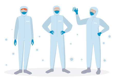 team of epidemiologists and medical people and personalのイラスト素材