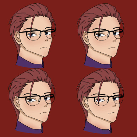 Anime people with their busts drawn in anime style illustrationのイラスト素材