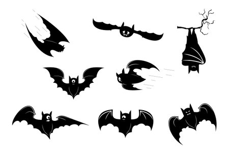 Halloween bats in black style illustration vector