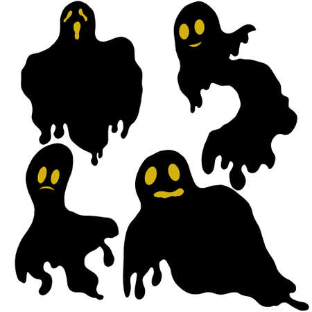 Black Ghost illustration halloween vector pack of booのイラスト素材