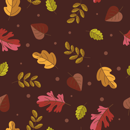 Collection of flat autumn patterns with colorful leavesのイラスト素材