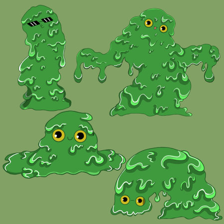 Green monster in cartoon style for Halloweenのイラスト素材