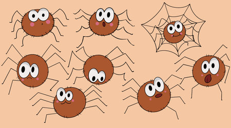 Halloween spiders with spider webs celebrate the feast of all saintsのイラスト素材