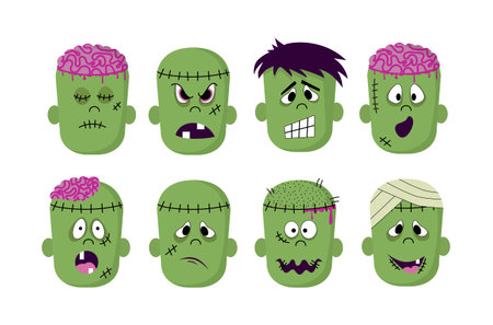 Halloween Frankinstein monster collection pack Illustration vector