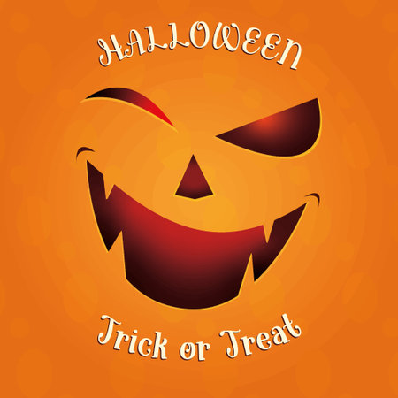 halloween card with pumpkin face with textのイラスト素材