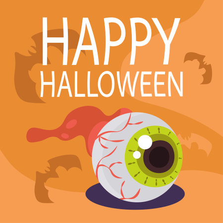 square card with green eye halloween vectorのイラスト素材