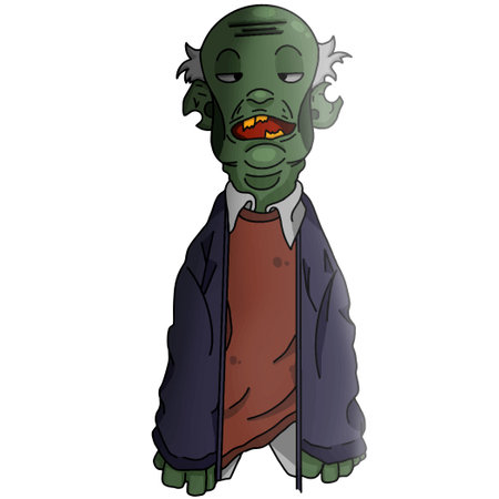 Scary zombie grandfather halloween illustration and vectorのイラスト素材