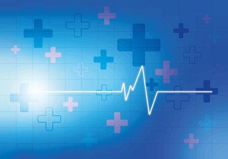 Background on the medical theme with pulse and crossのイラスト素材