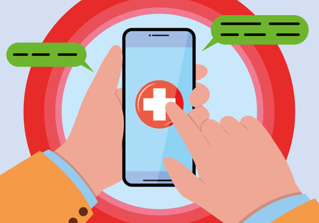 emergency medical call in phone withe chatのイラスト素材