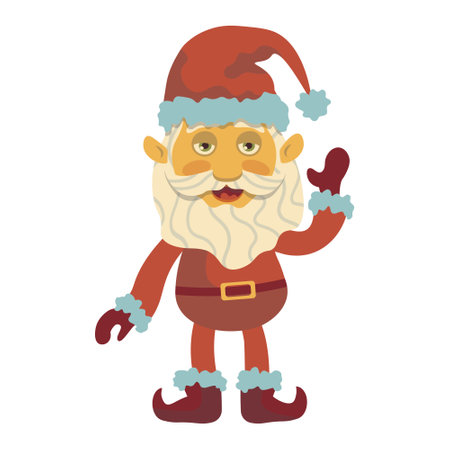 santa waving hand new year christmas vector characterのイラスト素材