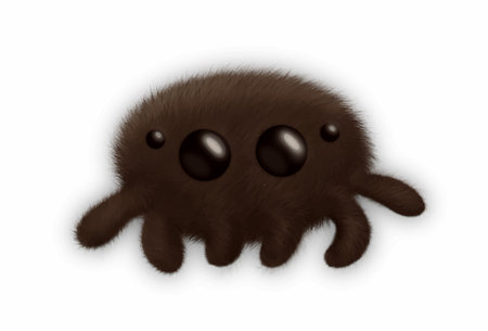 Cute hairy spider looks at you with all the galases