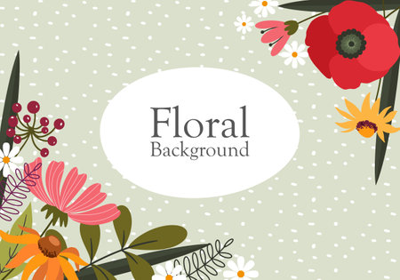 flat floral background banner template in illustrationのイラスト素材