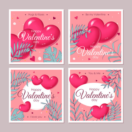 valentines day greeting card set in vectorのイラスト素材