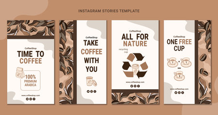 stories template coffee hand drawn vectorのイラスト素材