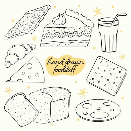 a set of hand drawn some food imagesのイラスト素材