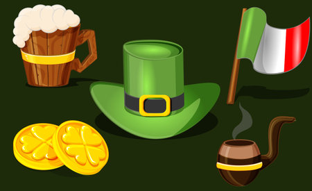 Assortment of patricks day elements in beautiful designのイラスト素材