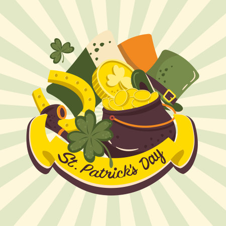 square banner saint patrick vector set of traditional saint patrick itemsのイラスト素材