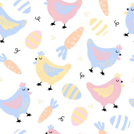 easter patterns chicken easter eggs springのイラスト素材