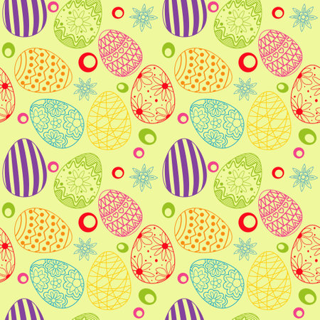 pattern image for happy easter holiday with elements of eggs and flowersのイラスト素材