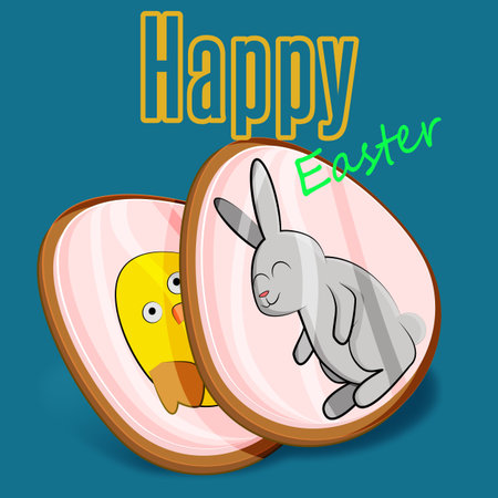 two cute cookies for easter day in illustration and vector