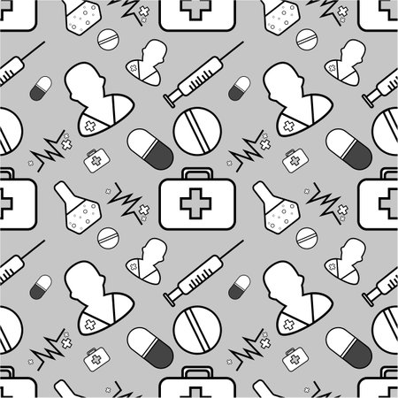 Patern on thymatic medicine set in vector and illustrationのイラスト素材