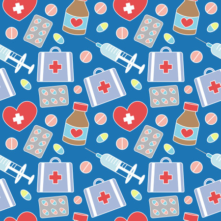 medical pattern with color elements of treatmentのイラスト素材