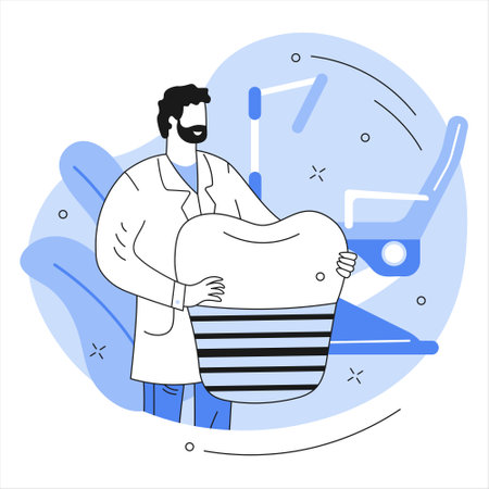 doctor dentist holding dental implant vector medicineのイラスト素材