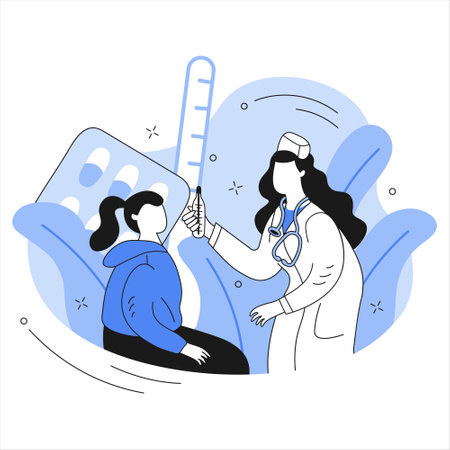 doctor measures the temperature of a patient vector illustration medicineのイラスト素材
