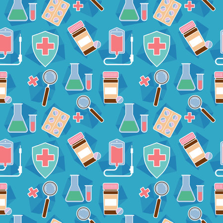 pattern with medical color elements of treatment and abstract objectsのイラスト素材