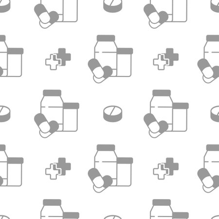 medicine pattern gray icons medications in illustrationのイラスト素材