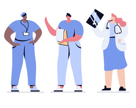 medic people vector doctors and nurses doctor with x-rayのイラスト素材