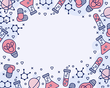blue background doodle medicine funny icons arranged in a circleのイラスト素材