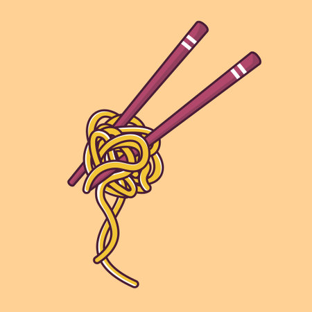 asian food ramen noodles cartoon style chopsticksのイラスト素材