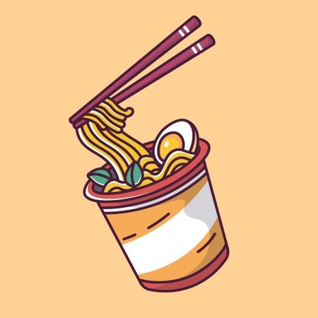 asian food street food ramen pasta cartoon styleのイラスト素材