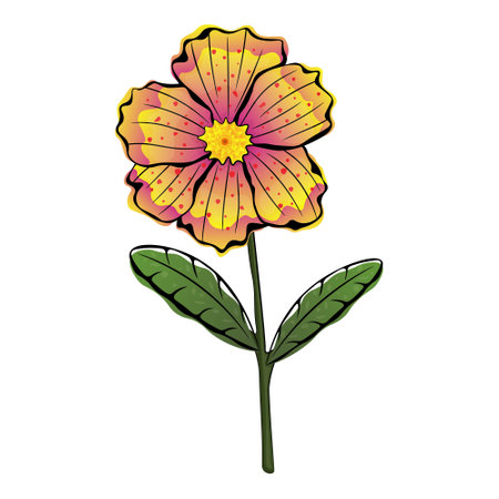 vector image of abstract pink-yellow flowerのイラスト素材