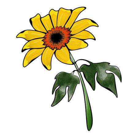 water color image of tree marigold flowerのイラスト素材