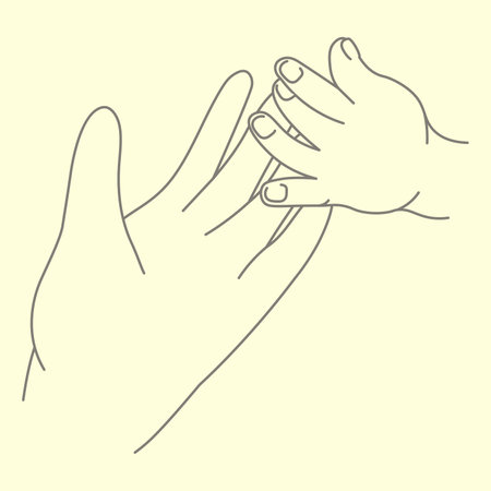 baby hand on top of parent hand vector lineのイラスト素材