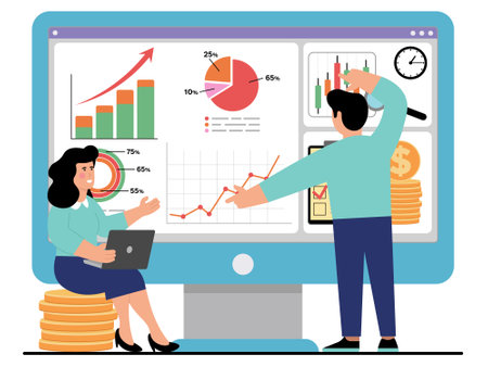 vector illustration with a digital business searching teamのイラスト素材