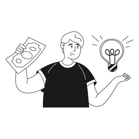 Financial character idea and moneyのイラスト素材