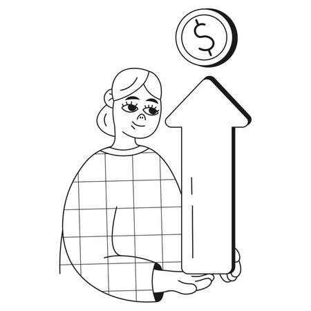 Digital Business Illustrator Girl Profit Arrow Upのイラスト素材