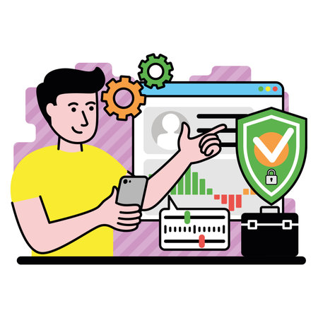 vector image of person conducts training on security systems in the digital businessのイラスト素材