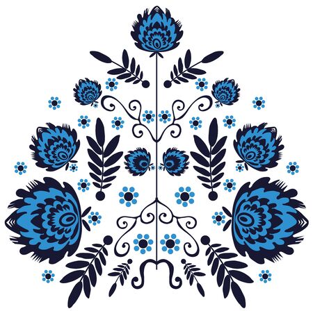 Beautiful, blue patern. Folk ornament on a white background.のイラスト素材