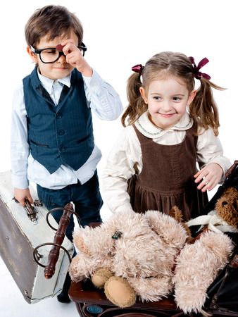 Sweet little girl and boyの写真素材